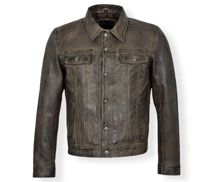Waxed Brown Cowhide Leather Jacket