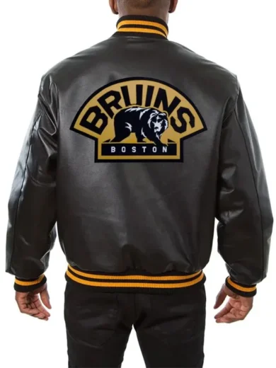 Boston Bruins Leather Bomber Jacket