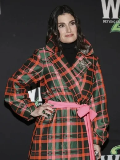 Idina Menzel Plaid Coat