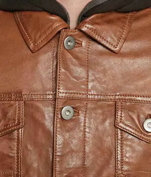 Fahion Brown Leather Coat