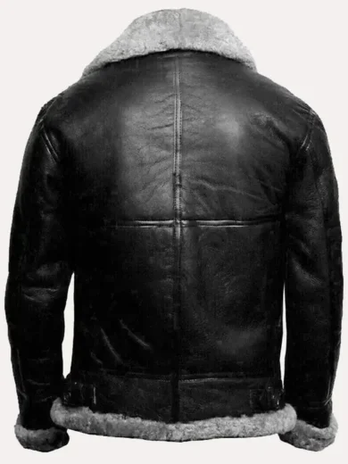 B3 Bomber Black Fur Pilot Leather Jacket
