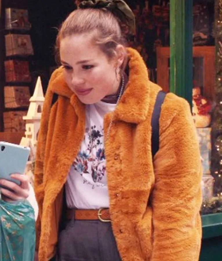 My Dad’s Christmas Date Emma Orange Shearling Jacket