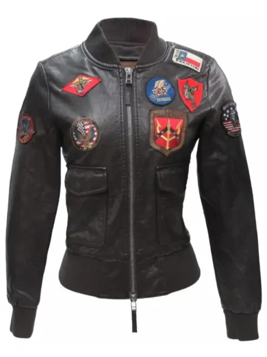 Top Gun Womens Vegan Black Leather Jacket