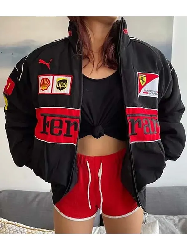 Black F1 Ferrari Bomber Jacket