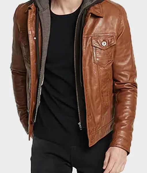 Fahion Brown Leather Coat