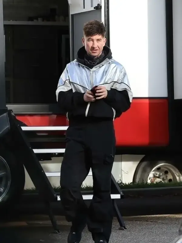 Crime 101 Barry Keoghan Grey & Black Parachute Jacket