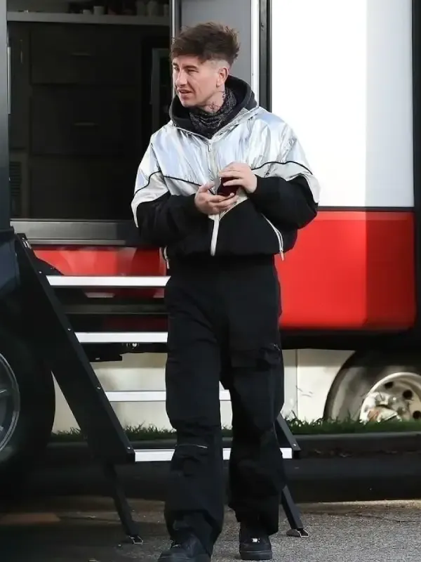 Crime 101 Barry Keoghan Grey & Black Parachute Jacket