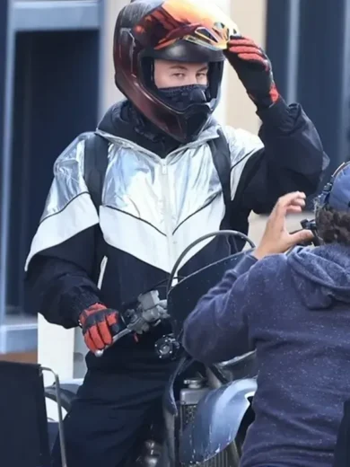 Crime 101 Barry Keoghan Grey & Black Parachute Jacket