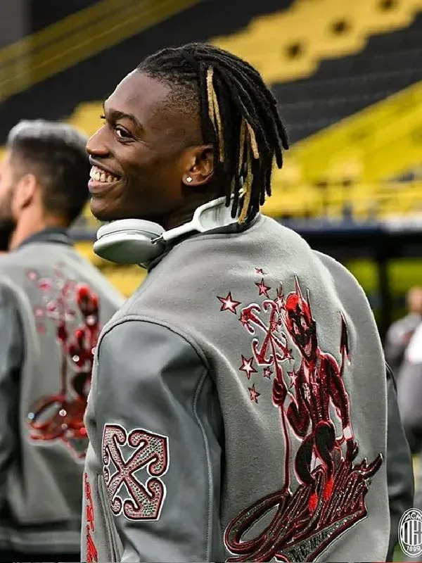 Off White Ac Milan Grey Varsity Jacket