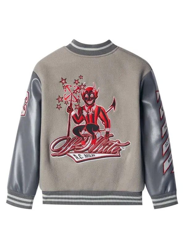 Off White Ac Milan Grey Varsity Jacket