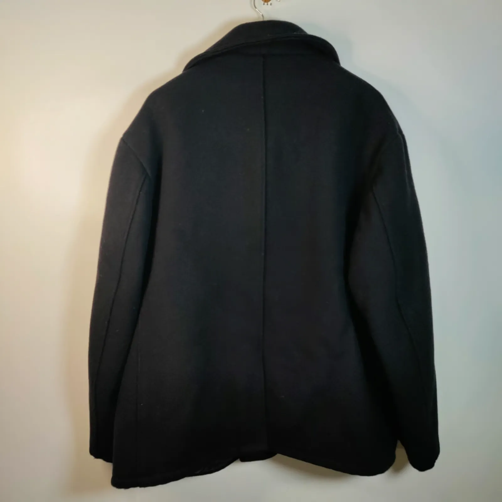 Schott U.S. 740N Pea Coat Quilted Lining Wool Black 52 USA Made Vintage Naval