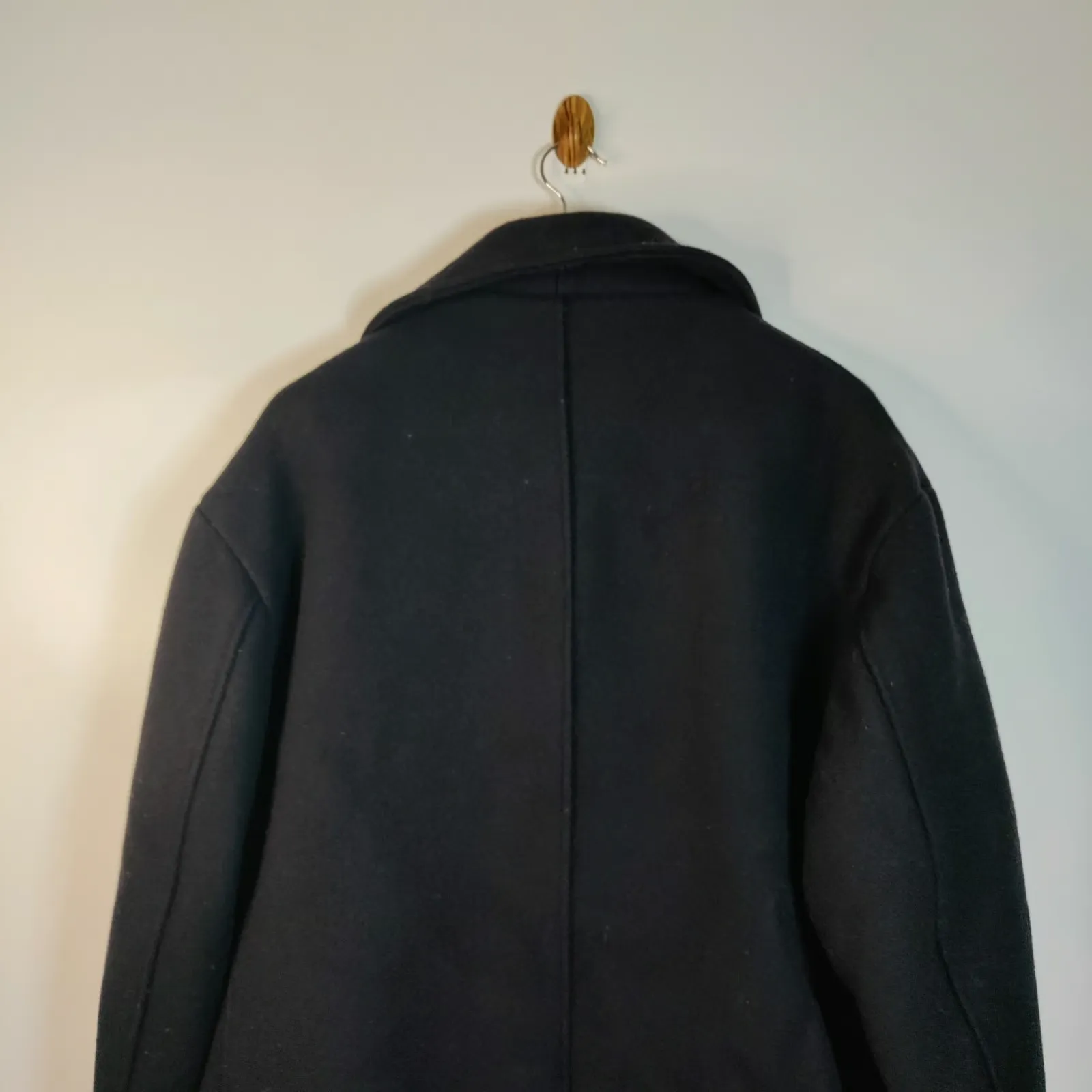 Schott U.S. 740N Pea Coat Quilted Lining Wool Black 52 USA Made Vintage Naval