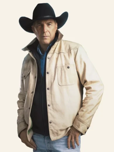 Yellowstone John Dutton Cream Leather Jacket