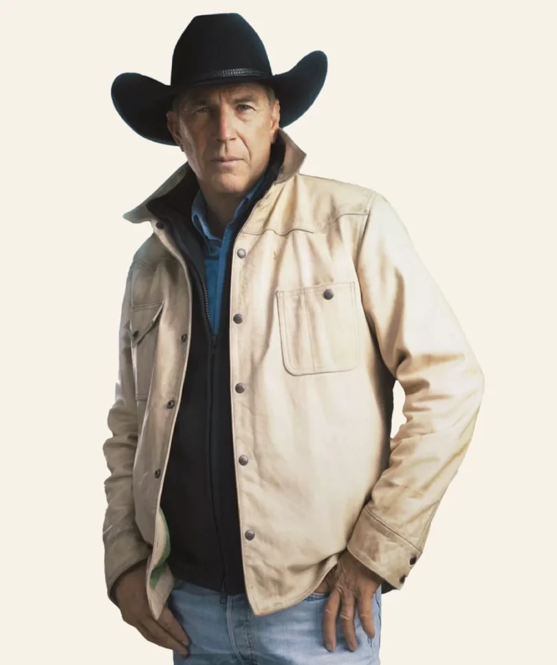 Yellowstone John Dutton Cream Leather Jacket