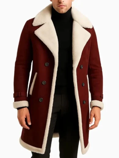 Men’s Red Shearling Long Coat