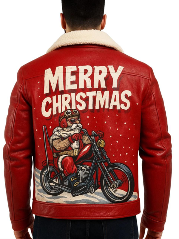 Men’s Red Shearling Leather Jacket