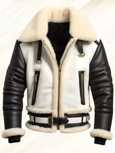 Men's RAF B3 Bomber Aviator Jacket Shearling Sheepskin Leather Pilot Coat