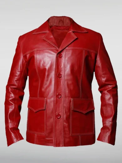Fight Club Tyler Durden Red Leather Jacket
