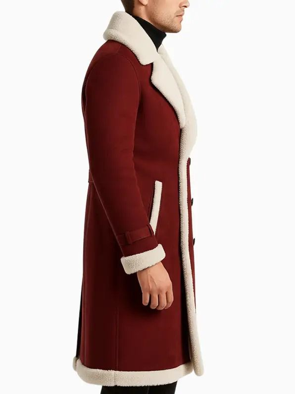 Men’s Red Shearling Long Coat