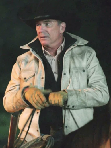 Yellowstone John Dutton Cream Leather Jacket