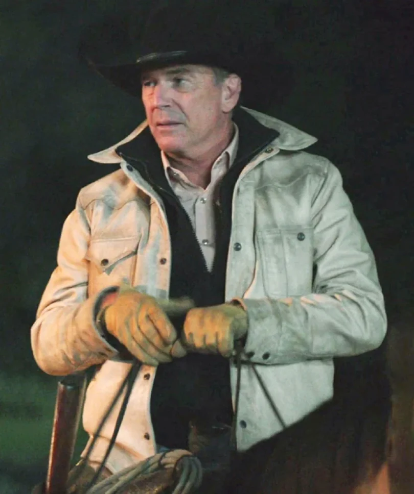 Yellowstone John Dutton Cream Leather Jacket
