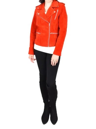Women’s Red Suede Leather Jacket