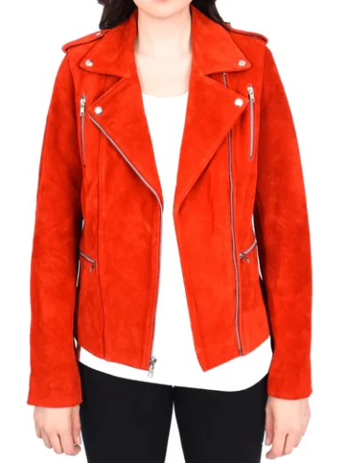 Women’s Red Suede Leather Jacket