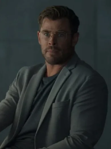 Spiderhead 2022 Chris Hemsworth Grey Blazer