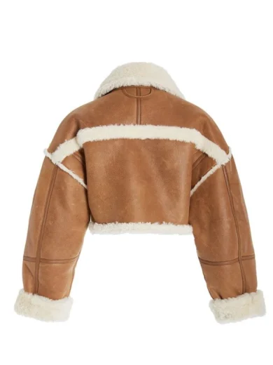 Hailey Bieber Cropped Fur Jacket