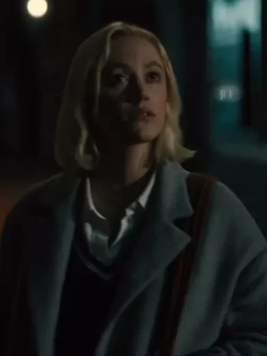 Watcher 2022 Maika Monroe Grey Wool Coat