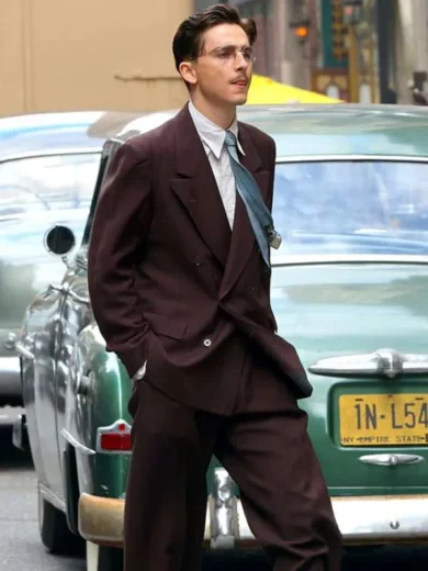 Timothée Chalamet Marty Supreme 2025 Brown Suit