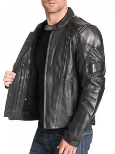 Men’s Padded Leather Biker Jacket