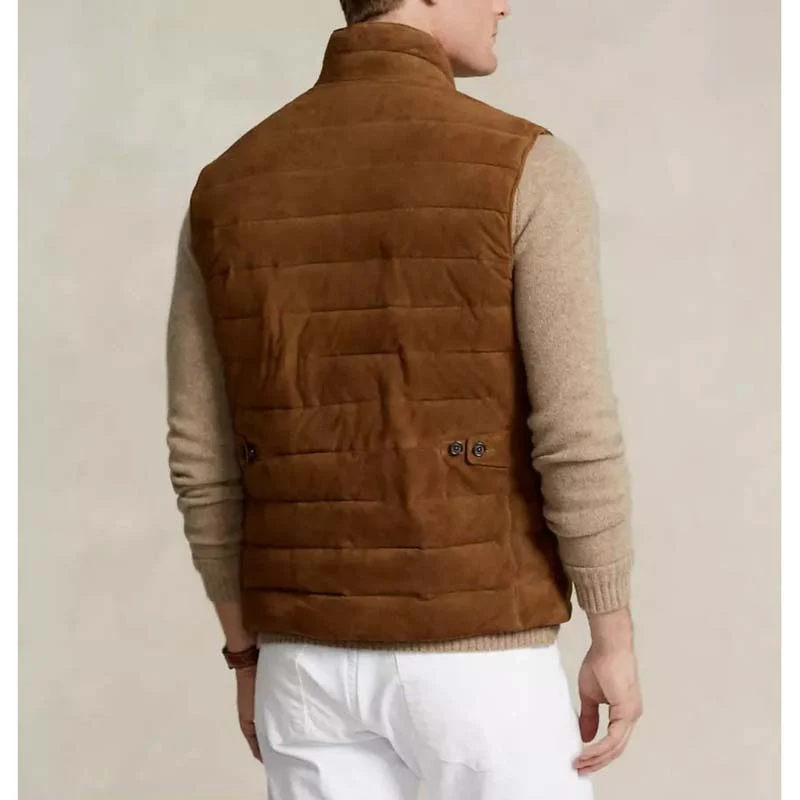 Mens Suede Leather Puffer Vest
