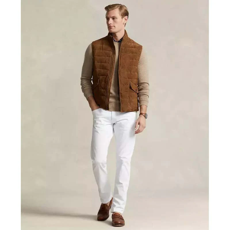 Mens Suede Leather Puffer Vest