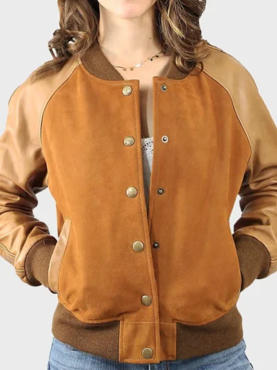 Women’s Suede Leather Varsity Jacket