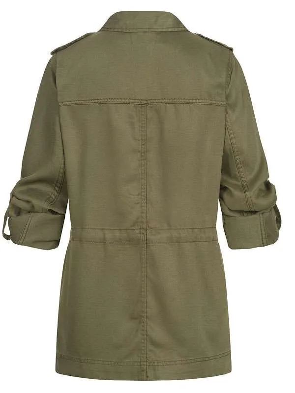 Women Green Military Field Jacket