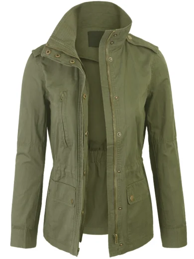 Women’s Zip Up Hooded Military Jacket