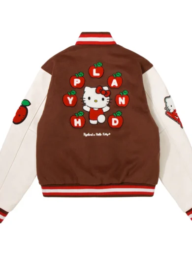HELLO KITTY APPLES VARSITY JACKET (COFFEE)