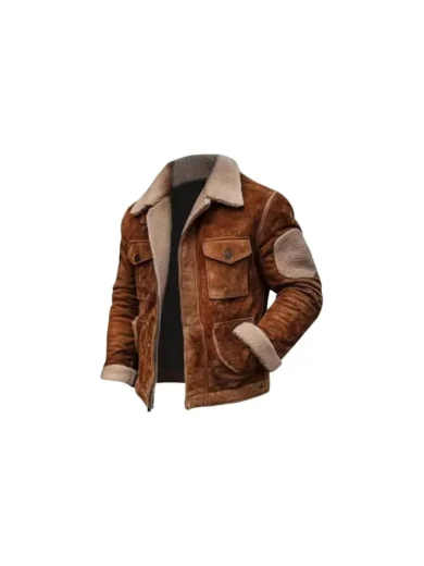 Men’s Vintage Leather Brown Suede Sherpa Lined Jacket