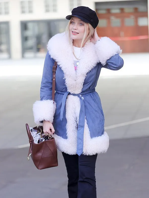 Laura Whitmore Blue Fluffy Coat