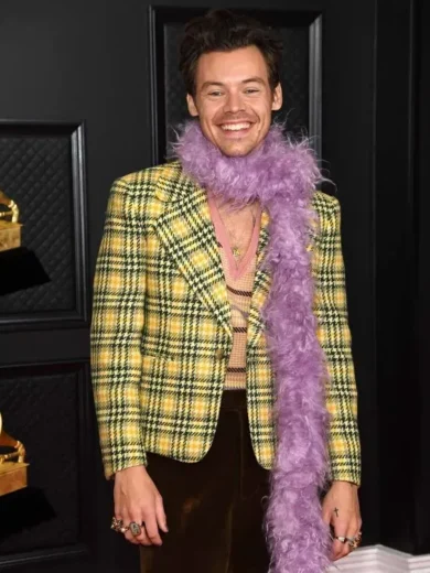 Grammys Harry Styles Checked Blazer