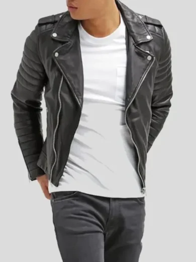 Men’s Fitted Leather Biker Jacket