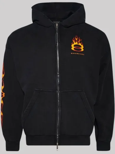 Justin Bieber Balenciaga Burning Unity Zip-Up Hoodie