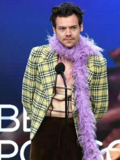 Grammys Harry Styles Checked Blazer
