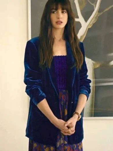 The Idea of You Anne Hathaway Blue Velvet Blazer