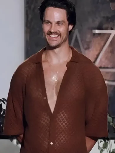 Bachelor in Paradise S10 Spencer Conley Brown Knit Shirt