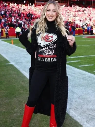 Brittany Mahomes Black Shearling Coat