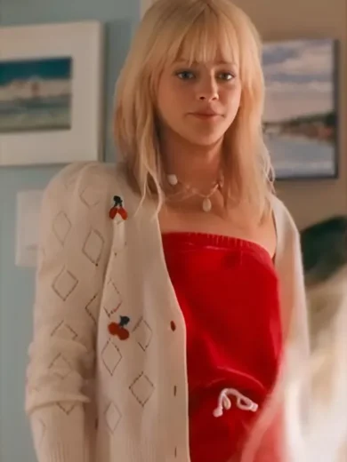 We Were Liars 2025 Esther McGregor Pointelle Cherry Sweater