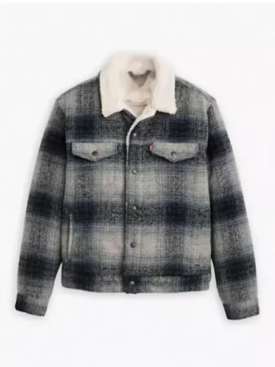 Brassic S7 Aaron Heffernan Gray Sherpa Trucker Jacket