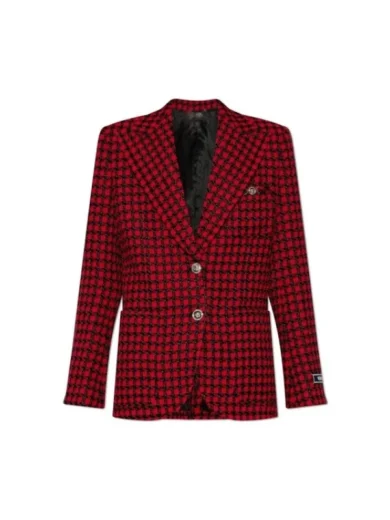 Elsbeth S2 Carrie Preston Red Check Tweed Blazer